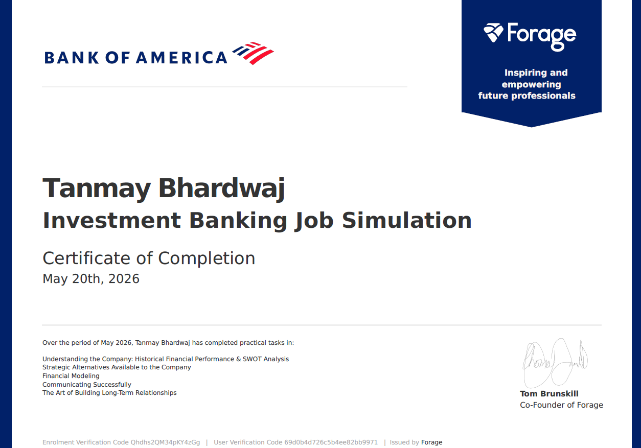 Bank of America certificate